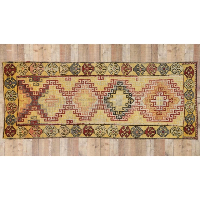 Vintage Turkish Oushak Runner Rug , 03'10 X 09'06 For Sale - Image 9 of 10