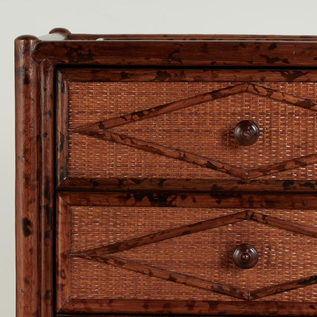 Pair of Vintage British Colonial Faux Bamboo and Grasscloth Stands For Sale - Image 17 of 18