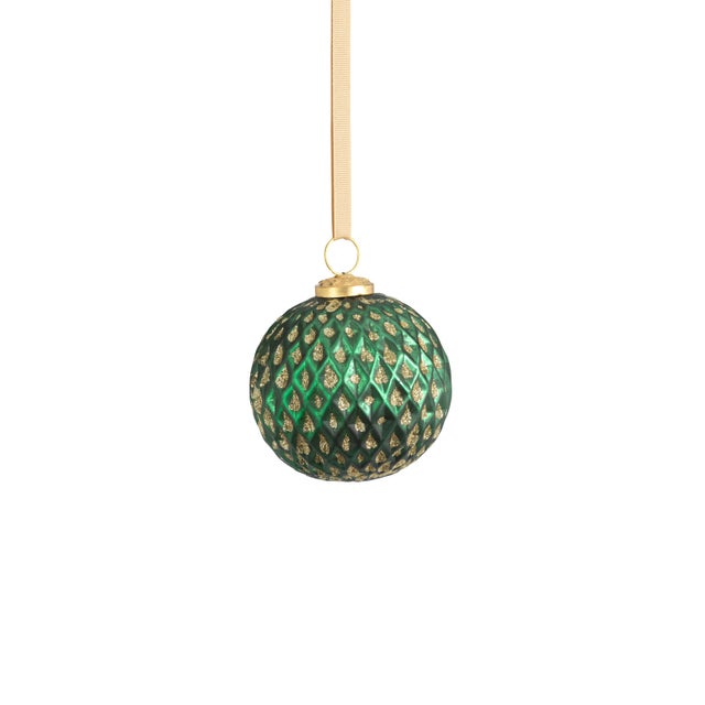 Sparkling texture lends this ball ornament set an eye-catching look. These ball ornaments are crafted from elegant glass...