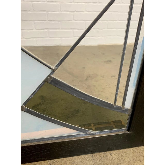 Wood Abstract Leaded Glass Window For Sale - Image 7 of 11