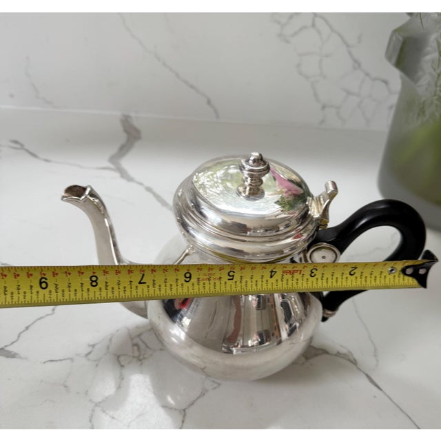 Mid 20th Century Christofle France Bagatelle Silverplate Teapot With Ebony Wooden Handle 6.25x8.5" For Sale - Image 11 of 11