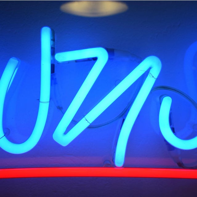 Blue Large Neon Downstairs Sign, 1980s For Sale - Image 8 of 15