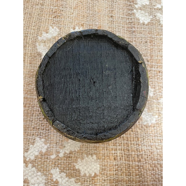 Green Antique Primitive Wooden Forged Iron Rice Berry Bucket Green For Sale - Image 8 of 8