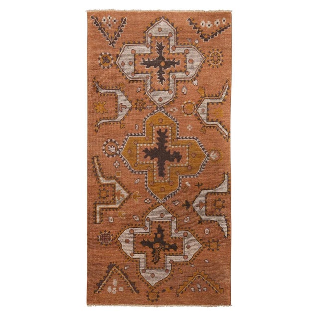 Tribal Rug & Kilim Tribal Style Rug in Pink-Brown Geometric Pattern, 3x12 For Sale - Image 3 of 3
