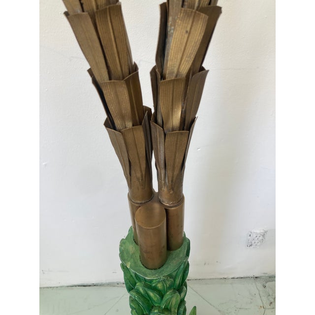 Jansen Gilt Bronze Palm Trees Life Size a Pair. Beautiful hand carved and hand painted bases. All of the bronze branches...