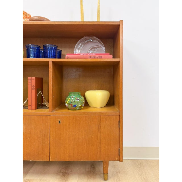 MCM Bookshelf Storage Cabinet Combo Vintage Mid-Century Modern Wood Bookshelf For Sale - Image 9 of 10