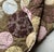 Japanese Hippie-Chic Japanese Cotton Medallion Quilt — Chocolate Brown & Pink Floral Circles, Hand Quilted, 66x88P For Sale - Image 3 of 18