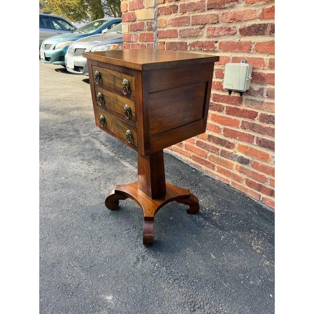 Antique American Classical Carved Mahogany Work Table For Sale - Image 4 of 17