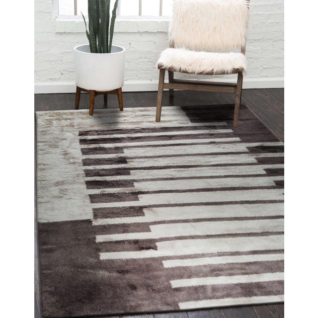 2020s 9x12 Nadia Mira Brown Geometric Modern Hand Knotted Wool Carpet Rug For Sale - Image 5 of 9