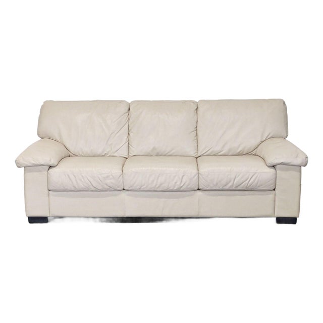 Italsofa 3-Seat Sofa in Beige Leather For Sale