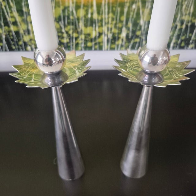 1970s Mesa Italy Candlesticks "Starburst" Giuliano Malimpensa - 2pcs For Sale - Image 4 of 8