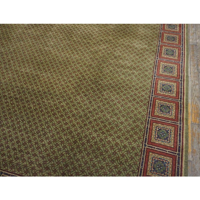 Olive Splendid Green-Olive Background With Elegant Greek Key Pattern Contemporary Chinese Rug For Sale - Image 8 of 12