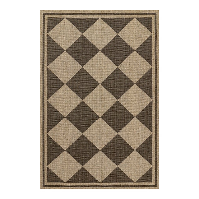 Erin Gates by Momeni Saybrook Diamond Black Indoor/Outdoor Area Rug 9' X 12' For Sale