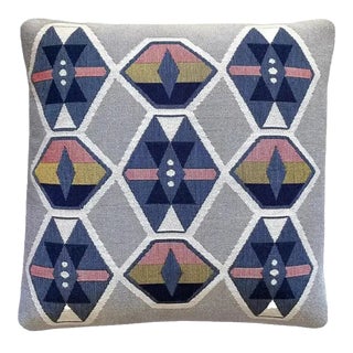 Rousseau Loom Woven Pillow, Fog Gray Geo For Sale