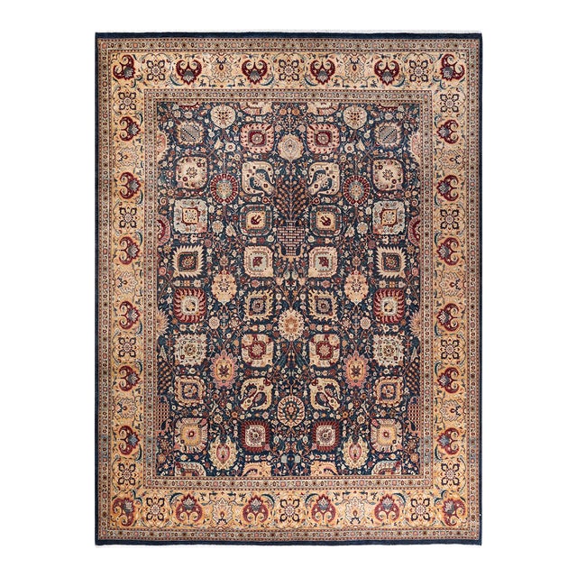 Mogul, One-of-a-Kind Hand-Knotted Area Rug in Blue, 8' 1" x 10' 7" For Sale