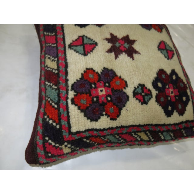 Early 20th Century Pair of Turkish Village Rug Pillows For Sale - Image 5 of 6
