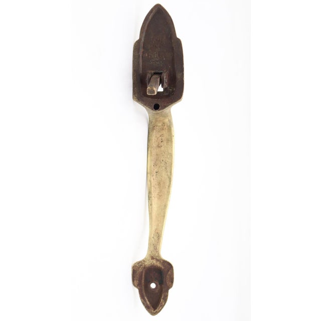 Mid 20th Century Vintage Art Deco 10.375 In. Brass Thumb Latch Door Pull Handle For Sale - Image 5 of 6