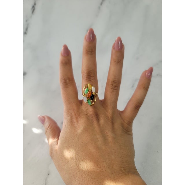 ♥ Product Summary ♥ Main Stone: Green Jade, White Jadeite, Yellow Jadeite, Black Jadeite & Orange Jadeite Stone Cut:...