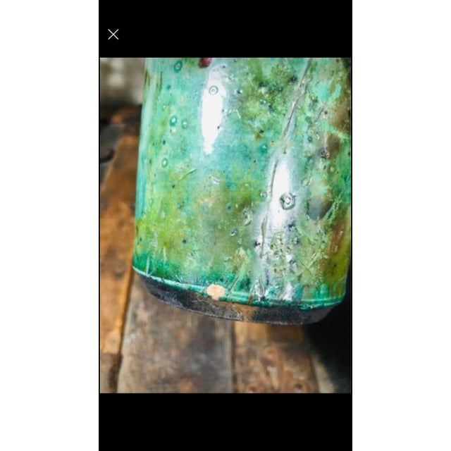 Blue Vintage Moody Post Modern Clay Pottery Vase For Sale - Image 8 of 9