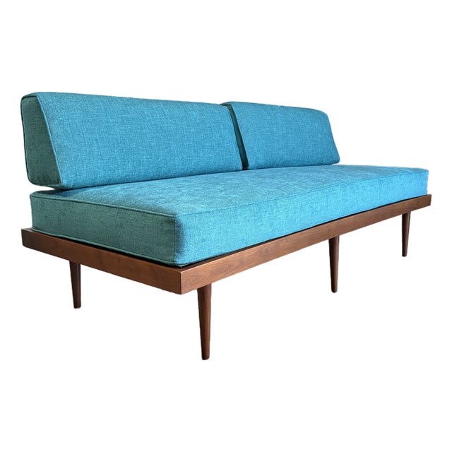 Mid Century Modern Newly Upholstered Walnut Daybed For Sale