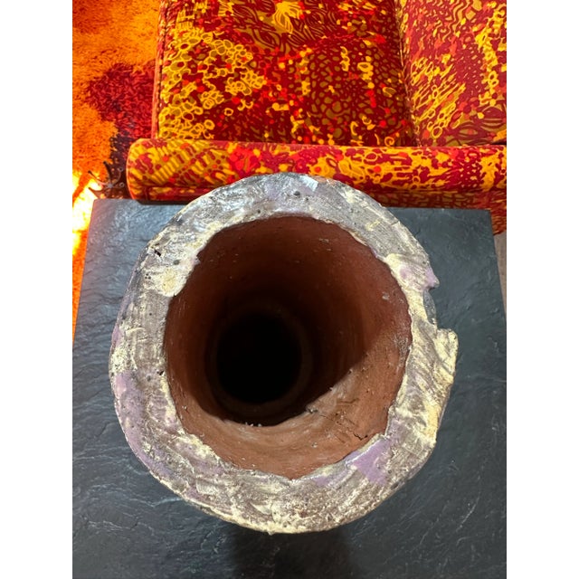 1970s Monumental Vintage Brutalist Studio Pottery Cylinder Vase For Sale - Image 10 of 11