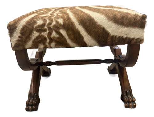 Ralph Lauren Henredon Mahogany Empire Style McDowell Stool Zebra