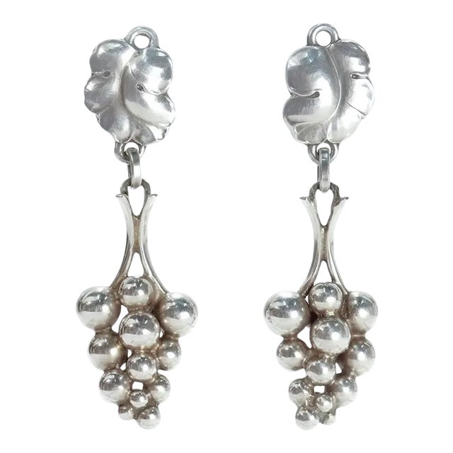 Vintage Georg Jensen Sterling Silver "Grapes" Screwback Earrings No. 40 - 2 Pieces For Sale