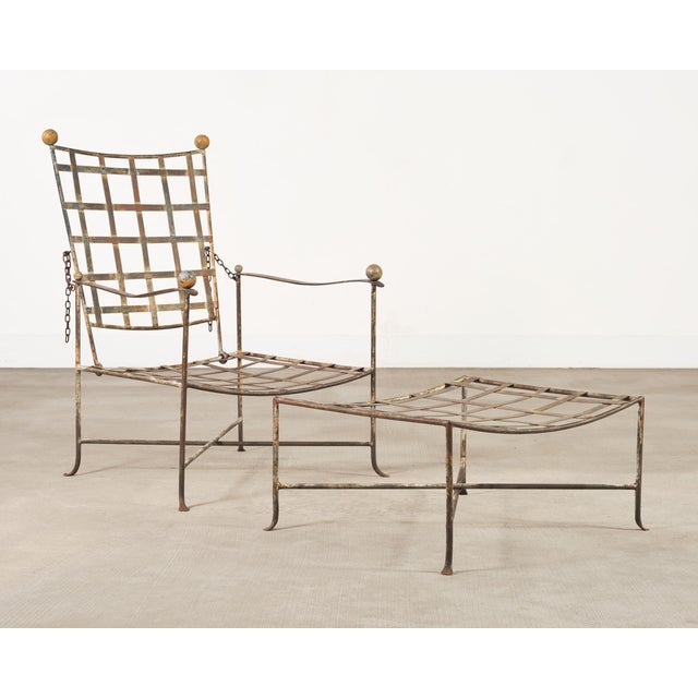 Mid 20th Century Mario Papperzini Amalfi Iron Garden Lounge Chair + Ottoman For Sale - Image 5 of 18