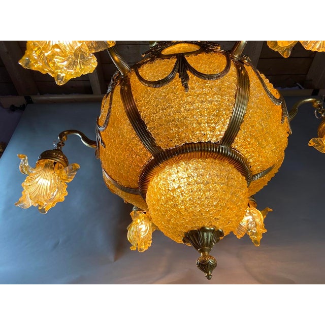 1970 French Louis XVI Bronze Gold Crystal Chandelier For Sale - Image 12 of 18
