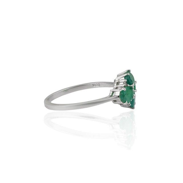 Gemstone 1.9ct Emerald and Diamond Cluster Ring for Women in 925 Silver, Size 8.5 For Sale - Image 7 of 14