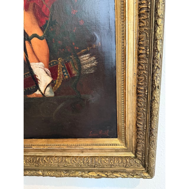 Antique 19c. Original Oil Painting French School Huntress, Signed, Gild Frame For Sale - Image 4 of 8