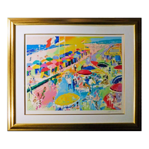 LeRoy Neiman La Plage a Deauville Hand Signed Custom Framed Limited Edition Art