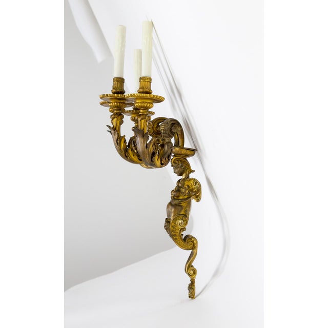 Second Empire Bronze sconces depicting The Melusina of European Folklore. The Mermaid with Angel Wings. A female spirit of...