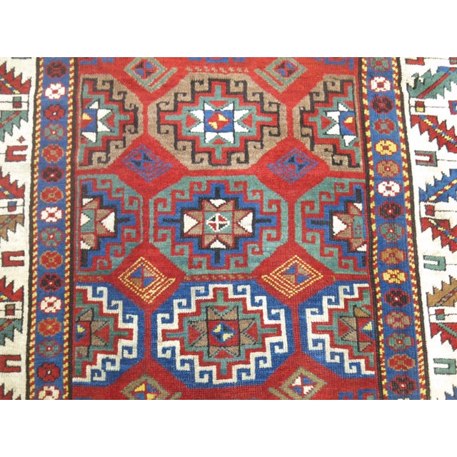 Late 19th Century Zabihi Collection Moghan Antique Caucasian Kazak runner - 3'6" x 7'7" For Sale - Image 5 of 8