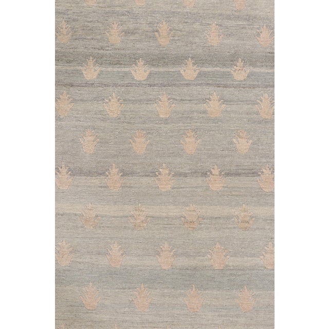 Contemporary Rug & Kilim’s Custom Geometric Silver-Gray and Green Wool Runner – “youngste” For Sale - Image 3 of 8