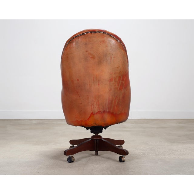 Chesterfield-Style Tufted Leather Executive Swivel Desk Chair For Sale - Image 18 of 18