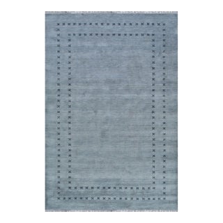 3x7 Jasmine Alluring Gray Solid Open Geometric Modern Handmade Wool Carpet Rug For Sale
