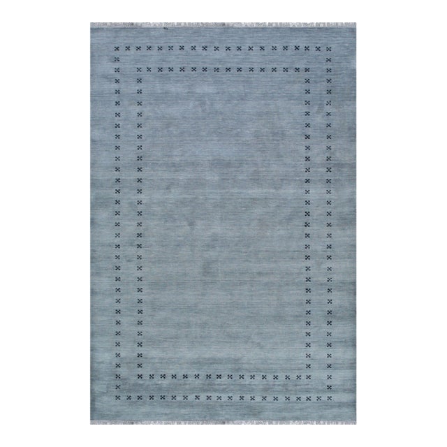3x7 Jasmine Alluring Gray Solid Open Geometric Modern Handmade Wool Carpet Rug For Sale