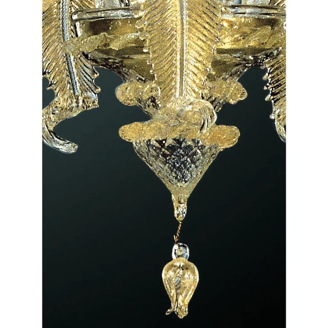 Mid-Century Modern Luxury Venetian Floreal Gold-Leaf Murano Glass Chandelier — Hand-Blown For Sale - Image 3 of 6