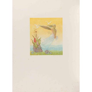 Normanno Soscia, Winged Girl, Etching, 1990s For Sale