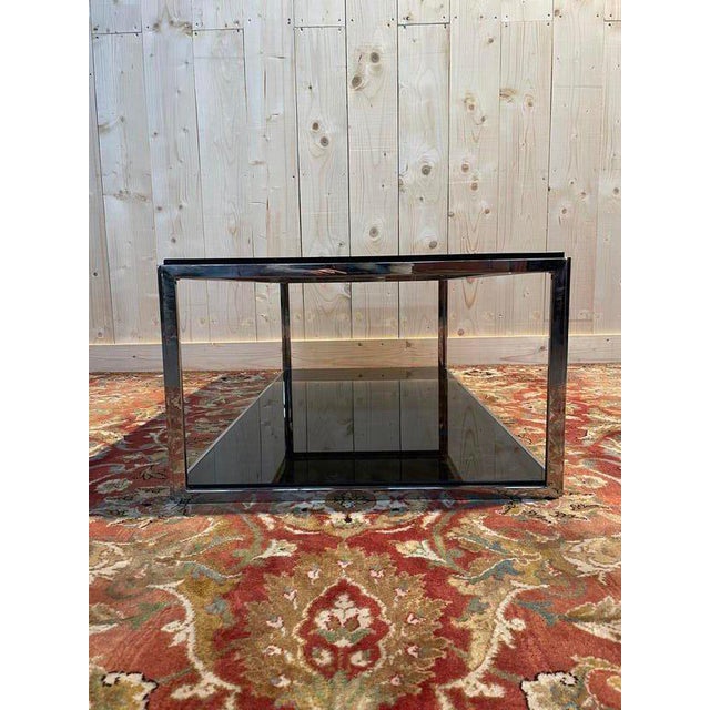 Chrome and Smoked Glass Coffee Table, 1970 For Sale - Image 6 of 7