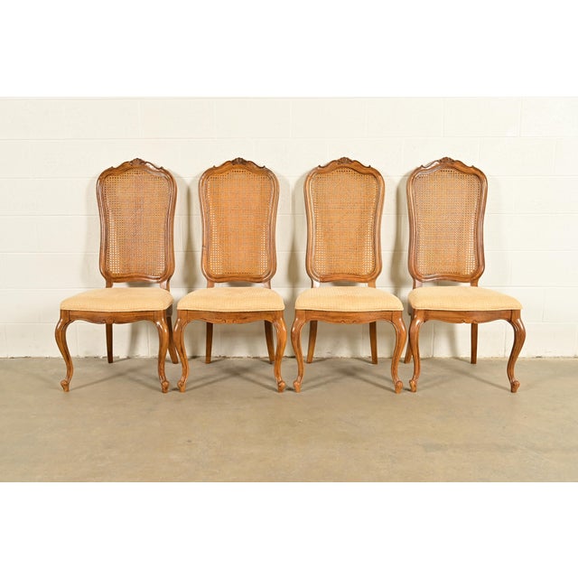 Thomasville French Provincial Louis XV Carved Walnut and Cane Back Dining Chairs, Set of Four For Sale - Image 13 of 13
