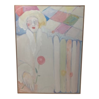 1982 Portrait Painting on Linen by Mary Howe Kiraly, Signed With Provenance & Floater Frame For Sale