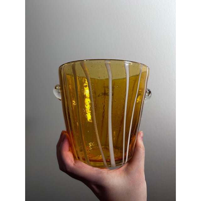 Contemporary Venini for Disaronno Hand-Blown Amber Art Glass Ice Bucket For Sale - Image 3 of 4