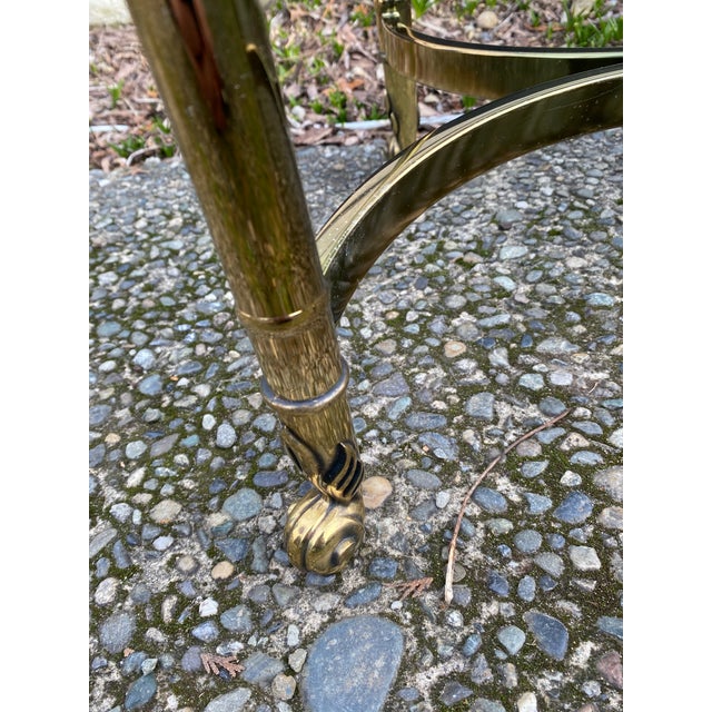 Mid 20th Century Hollywood Regency Brass and Glass Round Side Table - Neoclassical Style For Sale - Image 4 of 8