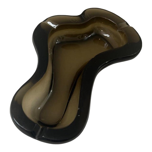 Vintage Mid Century Modern Amoeba Glass Ashtray 1970s For Sale