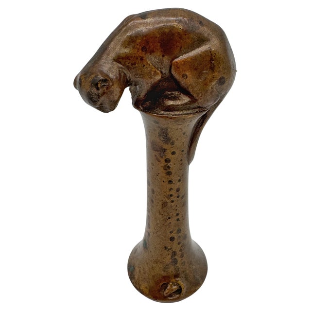 English Arts & Crafts Bronze Seal, Cat & Mouse Motif, circa 1900–1930 For Sale In West Palm - Image 6 of 18