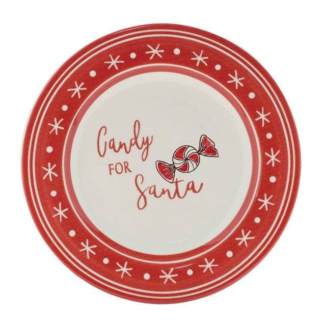 Serve up sweet holiday treats with this Ceramic Santa Candy Plate Set. Featuring two festive designsone with classic red...