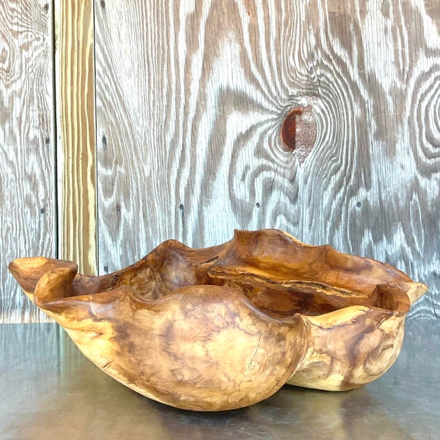 Vintage Boho Biomorphic Wooden Bowl For Sale - Image 4 of 5