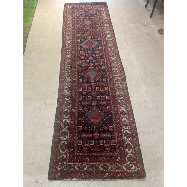 Vintage Persian Runner Rug – Handwoven Wool, Geometric Tribal Design For Sale - Image 9 of 9